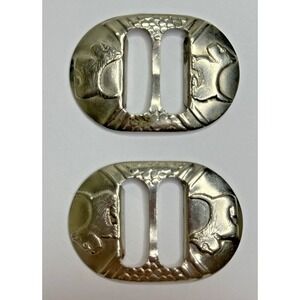 Vtg Scotty Dog Vtg Belt Buckles Silver Tone Set of 2 Scottish Terrier